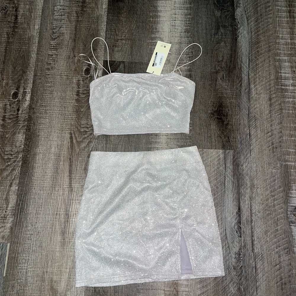 MARBLE Purple Sparkle Mini Skirt Set